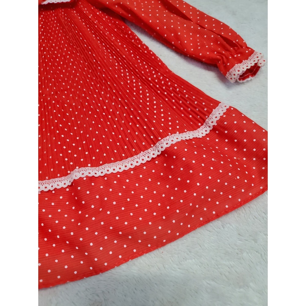Vintage‎ Red White Polka Dot Formal 80s Pleated Dress Toddler Girl 3T Retro - Picture 2 of 8